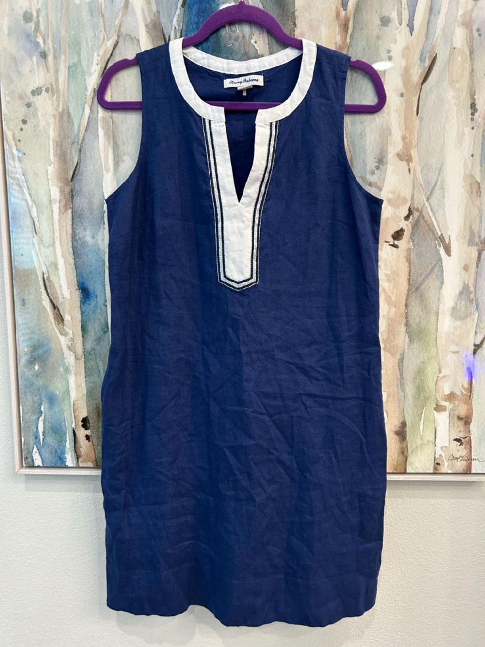 Tommy Bahama Navy Dress with White Trim